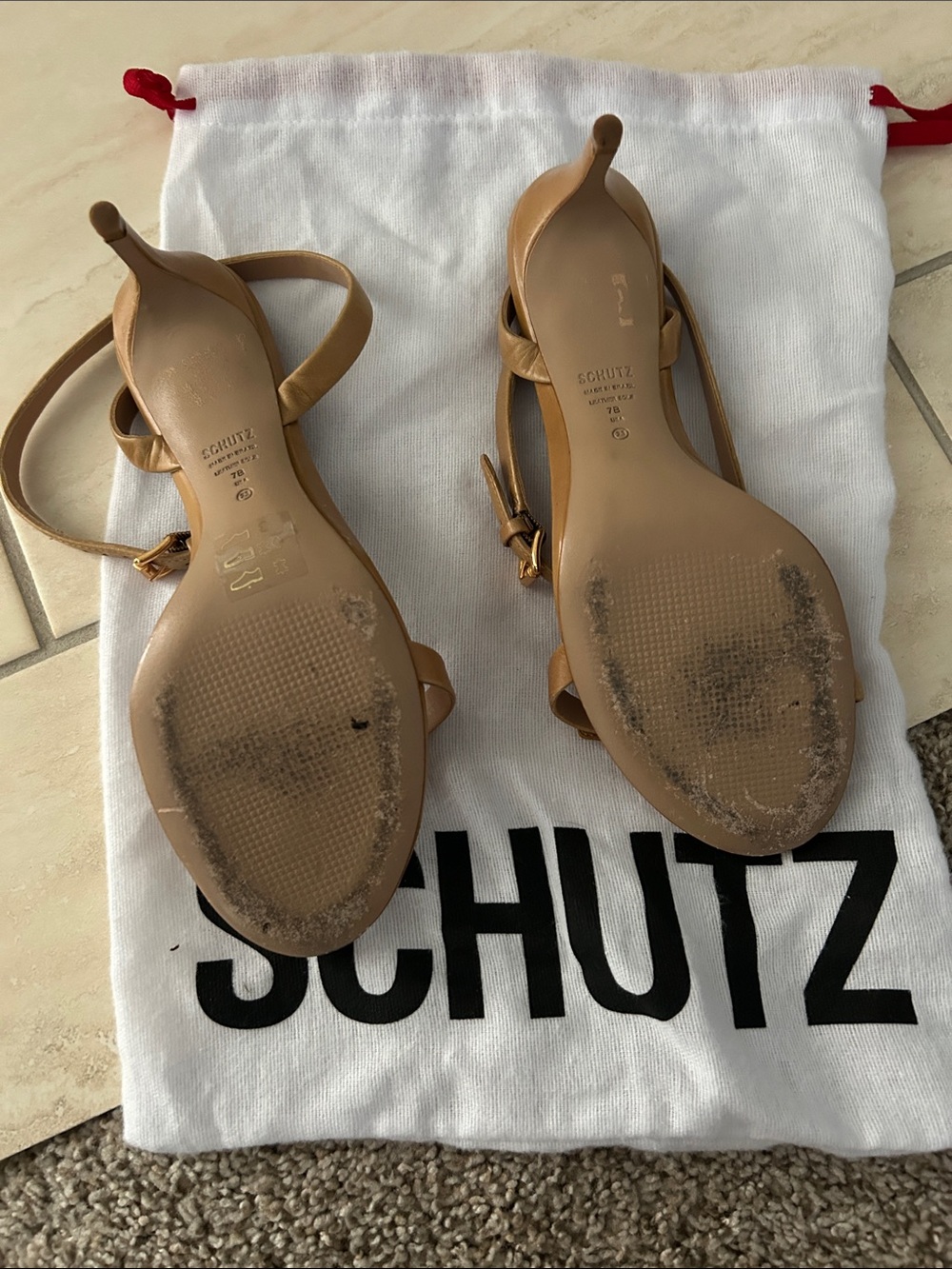 SCHUTZ Tan Leather Strappy Heeled Sandals - Picture 2 of 2